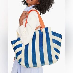 ⭐️Clare V Tote - Blue White Stripe Beach⭐️